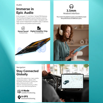 Teclast P50 Tablet PC 11 inch, 6GB+128GB,  Android 14 Unisoc T606 Octa Core, 4G LTE Dual SIM(Ice Blue) - TECLAST by TECLAST | Online Shopping UK | buy2fix