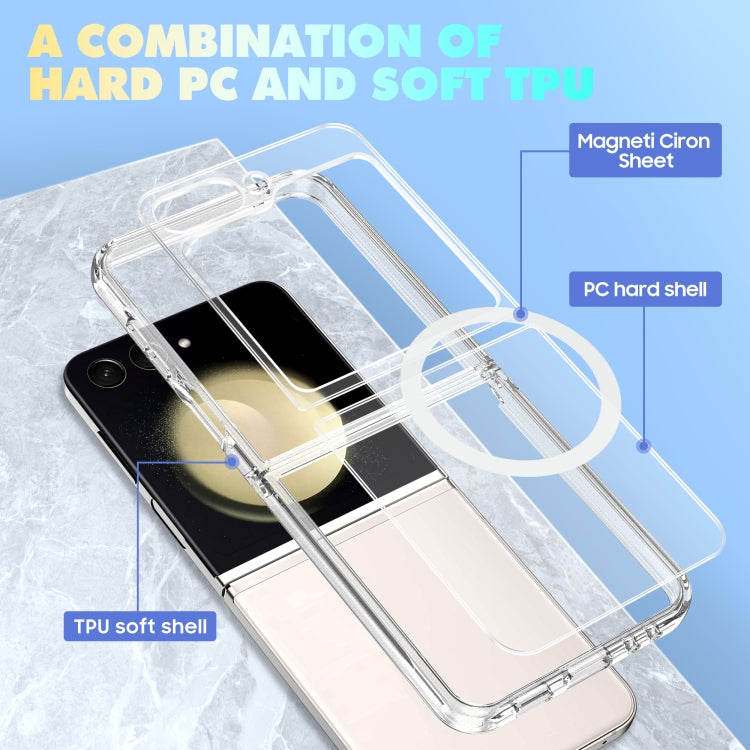 For Samsung Galaxy Z Flip5 5G MagSafe Transparent Shockproof PC Folding Phone Case - Galaxy Z Flip5 Cases by buy2fix | Online Shopping UK | buy2fix