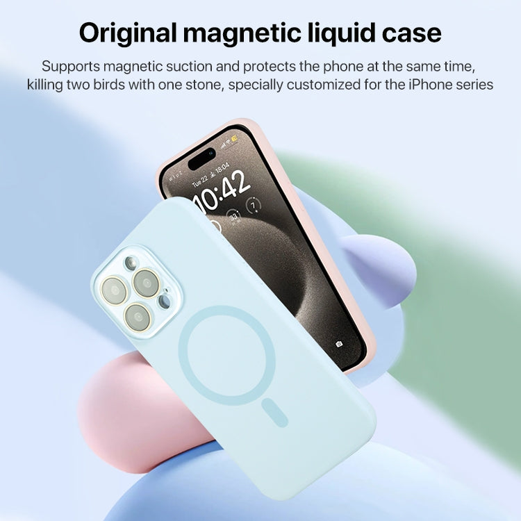 For iPhone 15 MagSafe Liquid Silicone Full Coverage Phone Case with Lens Film(White) - iPhone 15 Cases by buy2fix | Online Shopping UK | buy2fix