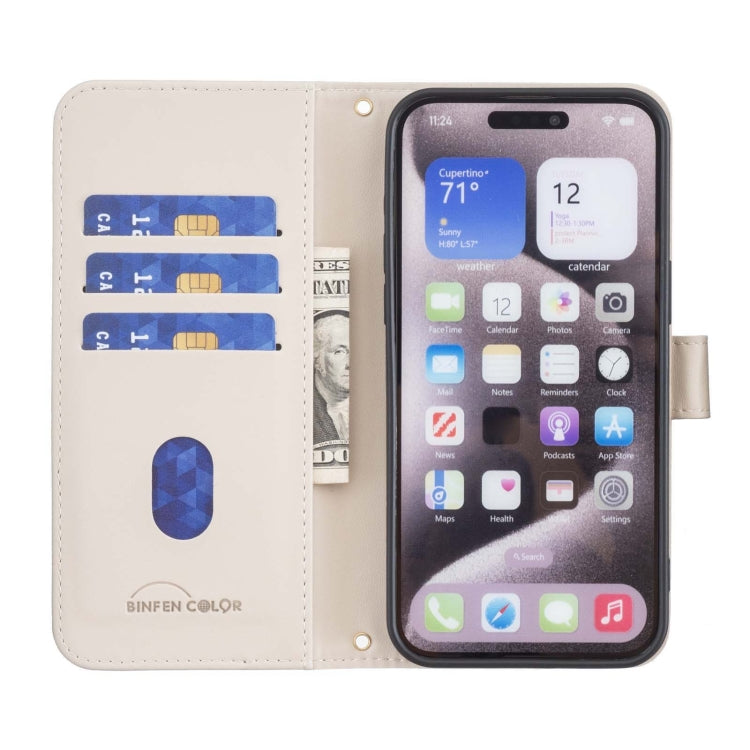 For iPhone 16 Pro Square Texture Leather Phone Case(Beige) - iPhone 16 Pro Cases by buy2fix | Online Shopping UK | buy2fix