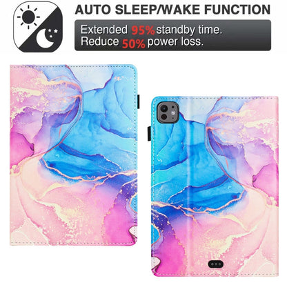 For iPad Air 11 2024 / 2022 / 2020 10.9 Marble Litchi Leather Smart Tablet Case(Pink Blue) - iPad Air 11 2024 Cases by buy2fix | Online Shopping UK | buy2fix