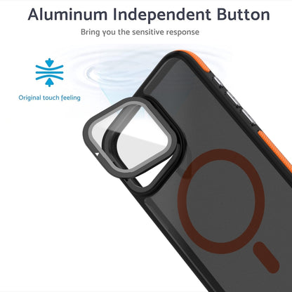 For iPhone 12 Pro / 12 Magsafe Dual-Color Skin Feel Lens Film Phone Case with Lens Fold Holder(Blue) - More iPhone Cases by buy2fix | Online Shopping UK | buy2fix