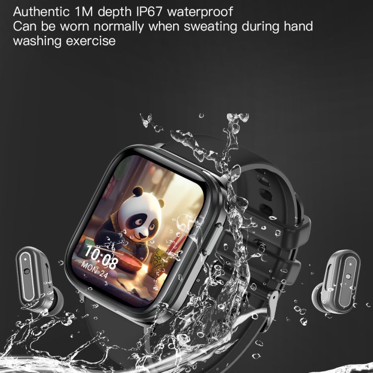 X9 1.85 inch Square Screen 2 in 1 Bluetooth Earphone Smart Watch(Black) - Smart Watches by buy2fix | Online Shopping UK | buy2fix