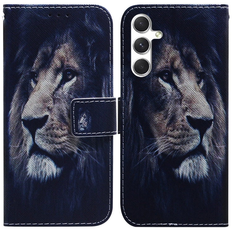 For Samsung Galaxy S25 5G Coloured Drawing Flip Leather Phone Case(Lion) - Galaxy S25 5G Cases by buy2fix | Online Shopping UK | buy2fix