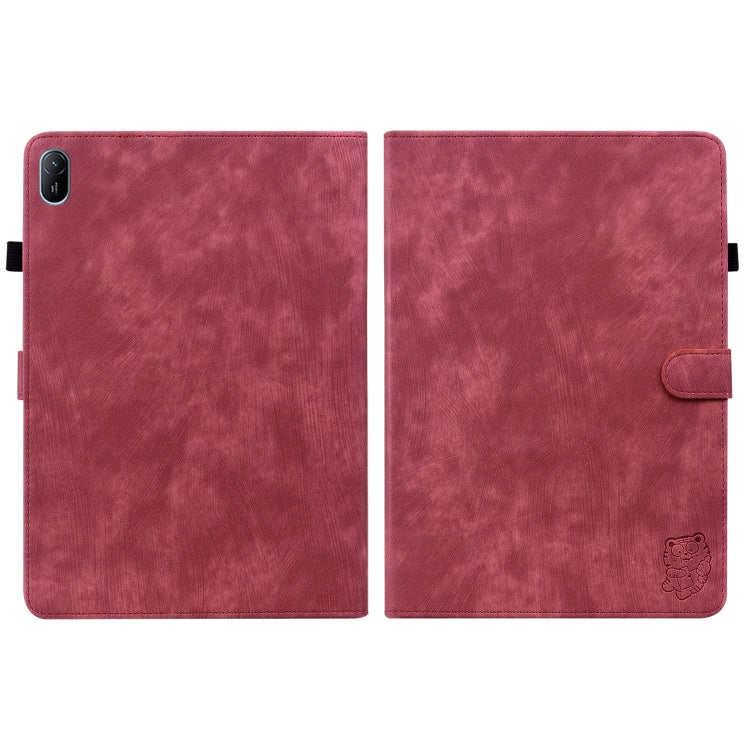 For Huawei MatePad SE 11 2024 Tiger Pattern Flip Leather Tablet Case(Red) - Huawei by buy2fix | Online Shopping UK | buy2fix