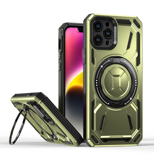 For iPhone 12 / 12 Pro Armor II Series MagSafe Magnetic Holder Phone Case(Army Green) - iPhone 12 / 12 Pro Cases by buy2fix | Online Shopping UK | buy2fix