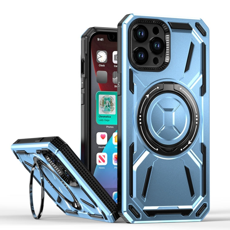 For iPhone 12 Pro Max Armor II Series MagSafe Magnetic Holder Phone Case(Light Blue) - iPhone 12 Pro Max Cases by buy2fix | Online Shopping UK | buy2fix