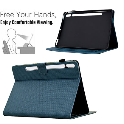 For Samsung Galaxy Tab S9 / S9 FE Solid Color Fiber Texture Smart Tablet Leather Case(Royal Blue) - Galaxy Tab S9 Cases by buy2fix | Online Shopping UK | buy2fix