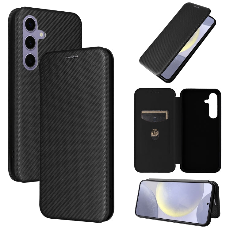 For Samsung Galaxy S25 5G Carbon Fiber Texture Flip Leather Phone Case(Black) - Galaxy S25 5G Cases by buy2fix | Online Shopping UK | buy2fix