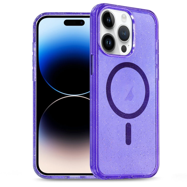 For iPhone 14 Pro Max Glitter Powder TPU Hybrid PC MagSafe Phone Case(Purple) - iPhone 14 Pro Max Cases by buy2fix | Online Shopping UK | buy2fix