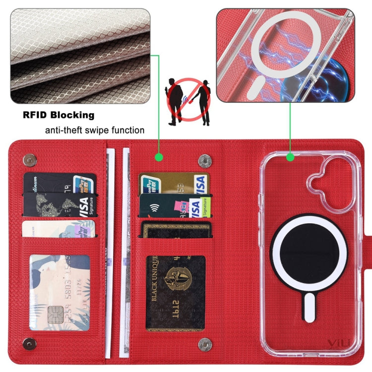 For iPhone 15 Pro ViLi GHA-C Series RFID MagSafe Magnetic Flip Leather Phone Case(Red) - iPhone 15 Pro Cases by ViLi | Online Shopping UK | buy2fix