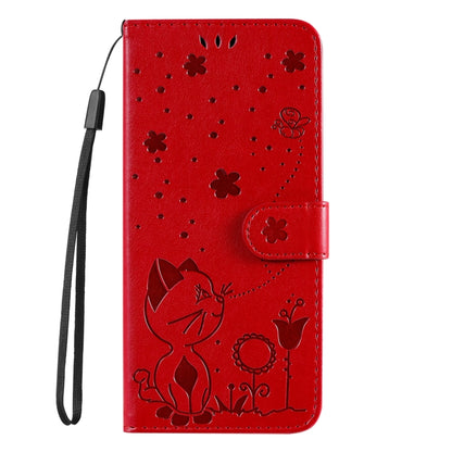 For Samsung Galaxy S25+ / S24+ 5G Cat and Bee Embossed Flip Leather Phone Case(Red) - Galaxy S25+ 5G Cases by buy2fix | Online Shopping UK | buy2fix