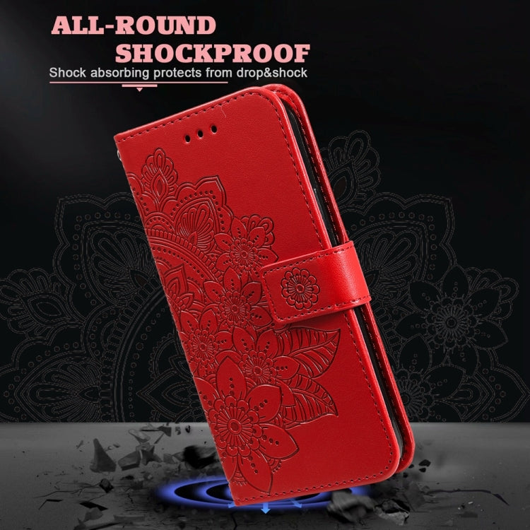 For Redmi K70 Ultra Seven-petal Flowers Embossing Leather Phone Case(Red) - Xiaomi Cases by buy2fix | Online Shopping UK | buy2fix