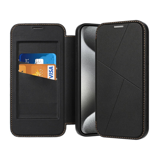 For iPhone 15 Pro Max Magnetic Armor Series RFID Card Slots Leather Phone Case(Black) - iPhone 15 Pro Max Cases by buy2fix | Online Shopping UK | buy2fix