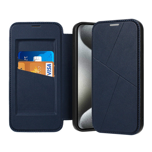 For iPhone 15 Pro Max Magnetic Armor Series RFID Card Slots Leather Phone Case(Blue) - iPhone 15 Pro Max Cases by buy2fix | Online Shopping UK | buy2fix