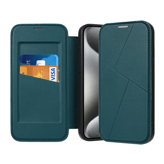 For iPhone 15 Pro Max Magnetic Armor Series RFID Card Slots Leather Phone Case(Green) - iPhone 15 Pro Max Cases by buy2fix | Online Shopping UK | buy2fix