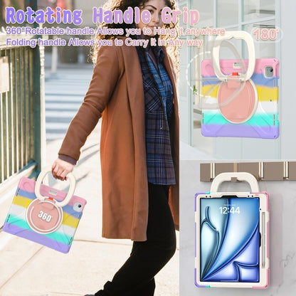 For iPad Air 13 2024 Silicone Hybrid PC Tablet Case with Holder & Shoulder Strap(Colorful Pink) - iPad Air 13 2024 Cases by buy2fix | Online Shopping UK | buy2fix