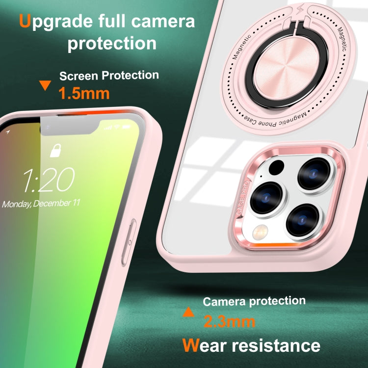 For iPhone 16 Pro Max Magnetic Rotating Ring Holder Phone Case(Pink) - iPhone 16 Pro Max Cases by buy2fix | Online Shopping UK | buy2fix