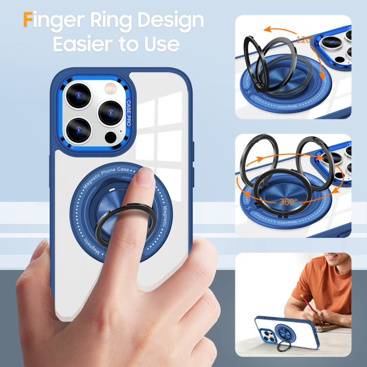 For iPhone 16 Pro Max Magnetic Rotating Ring Holder Phone Case(Dark Blue) - iPhone 16 Pro Max Cases by buy2fix | Online Shopping UK | buy2fix