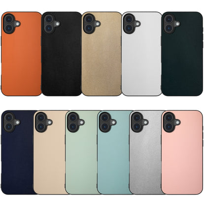 For iPhone 16 PU Leather Black Frame Full Coverage Phone Case(Gold) - iPhone 16 Cases by buy2fix | Online Shopping UK | buy2fix