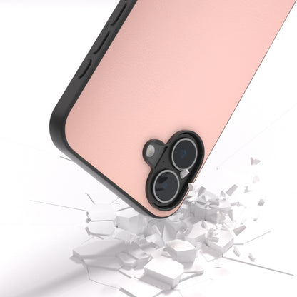 For iPhone 16 PU Leather Black Frame Full Coverage Phone Case(Light Pink) - iPhone 16 Cases by buy2fix | Online Shopping UK | buy2fix