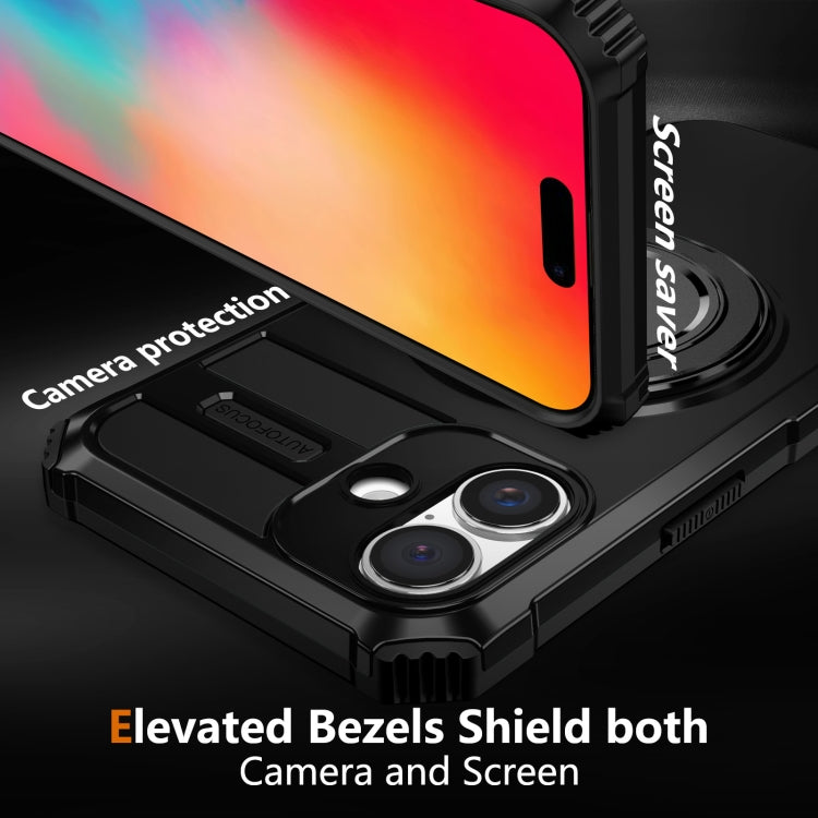 For iPhone 16 Plus Rotating Magnetic Holder Phone Case(Black) - iPhone 16 Plus Cases by buy2fix | Online Shopping UK | buy2fix