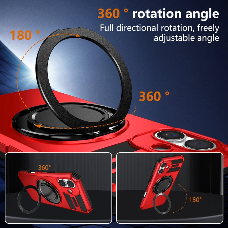 For iPhone 16 Plus Rotating Magnetic Holder Phone Case(Red) - iPhone 16 Plus Cases by buy2fix | Online Shopping UK | buy2fix