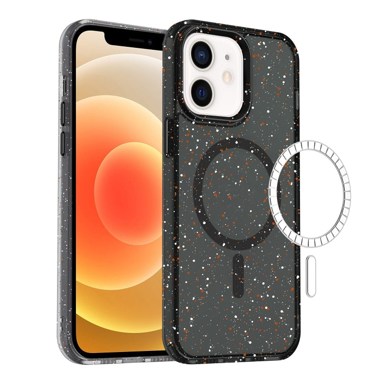 For iPhone 11 Colorful Ink-splash Magsafe PC Hybrid TPU Phone Case(Black) - iPhone 11 Cases by buy2fix | Online Shopping UK | buy2fix