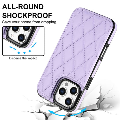 For iPhone 16 Pro Double Buckle Rhombic PU Leather Phone Case(Purple) - iPhone 16 Pro Cases by buy2fix | Online Shopping UK | buy2fix