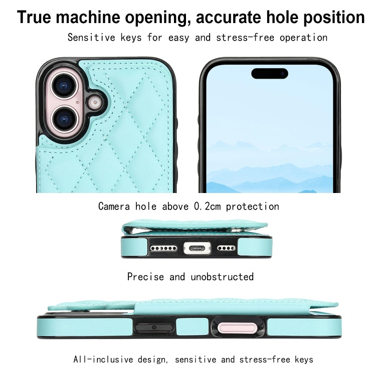 For iPhone 16 Plus Double Buckle Rhombic PU Leather Phone Case(Blue) - iPhone 16 Plus Cases by buy2fix | Online Shopping UK | buy2fix