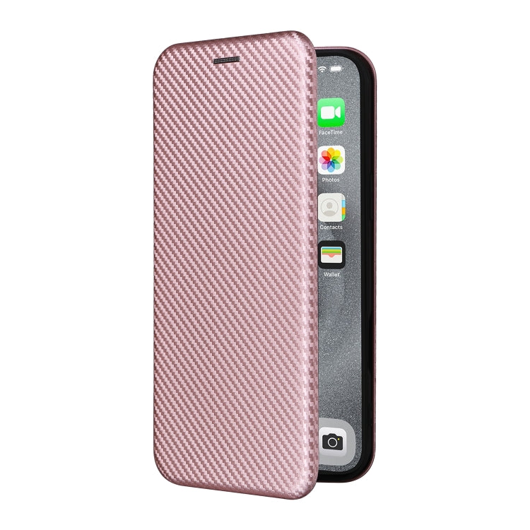 For iPhone 16 Pro Carbon Fiber Texture Flip Leather Phone Case(Pink) - iPhone 16 Pro Cases by buy2fix | Online Shopping UK | buy2fix