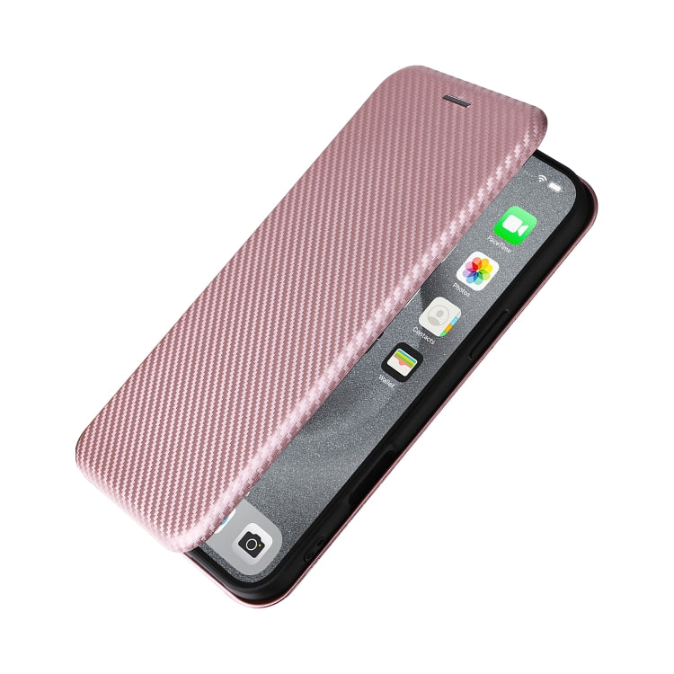 For iPhone 16 Pro Carbon Fiber Texture Flip Leather Phone Case(Pink) - iPhone 16 Pro Cases by buy2fix | Online Shopping UK | buy2fix