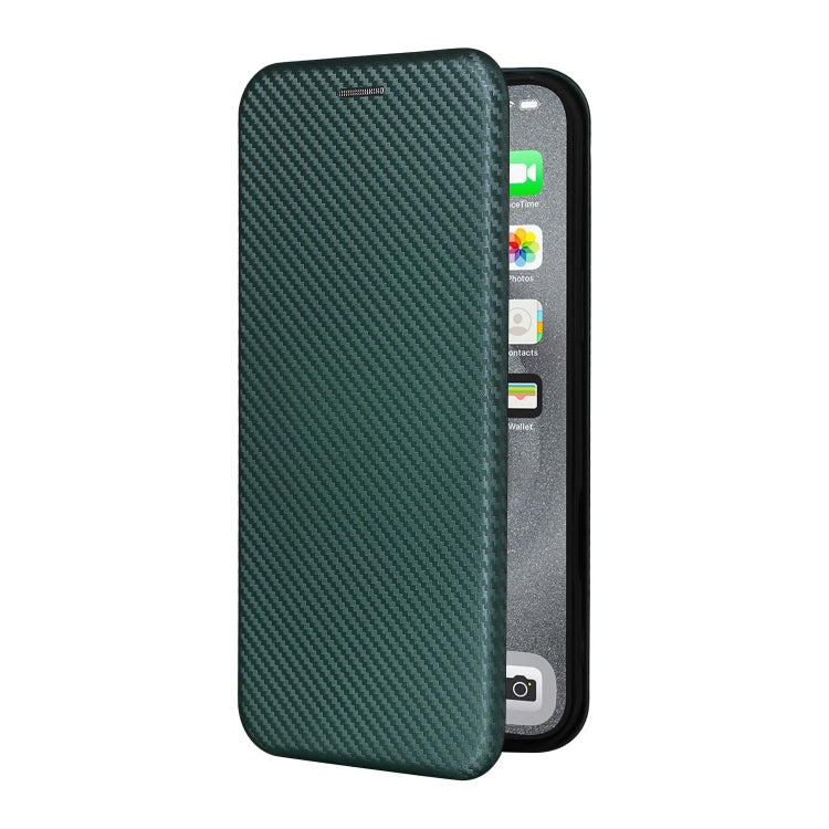 For iPhone 16 Pro Max Carbon Fiber Texture Flip Leather Phone Case(Green) - iPhone 16 Pro Max Cases by buy2fix | Online Shopping UK | buy2fix