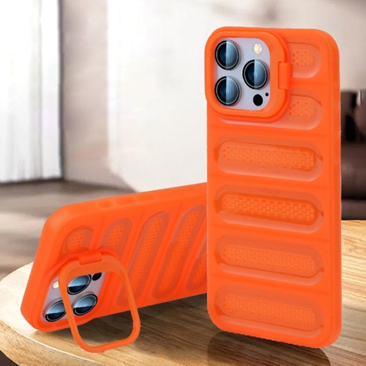 For iPhone 16 Pro Max Invisible Holder Cooling Phone Case(Transparent Orange) - iPhone 16 Pro Max Cases by buy2fix | Online Shopping UK | buy2fix