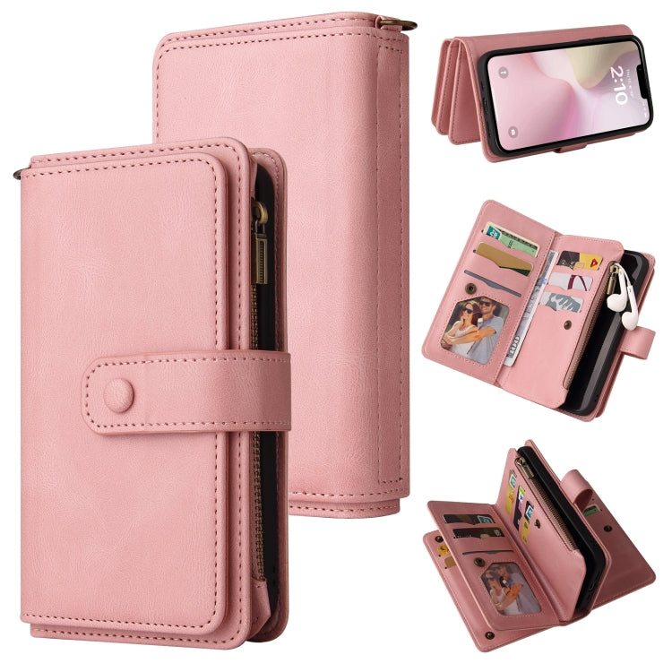 For iPhone SE 2024 Skin Feel Multi Card Slots Zipper Wallet Leather Phone Case(Pink) - More iPhone Cases by buy2fix | Online Shopping UK | buy2fix