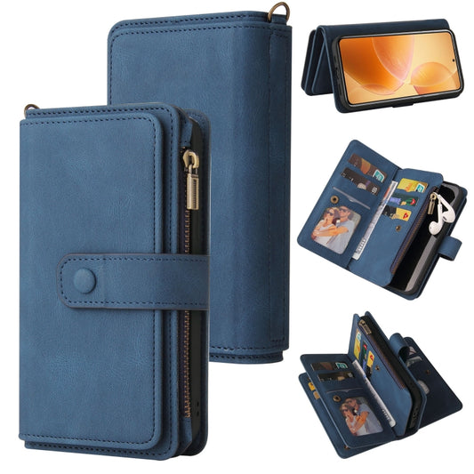 For Xiaomi 14T Pro Skin Feel Multi Card Slots Zipper Wallet Leather Phone Case(Blue) - 14T Pro Cases by buy2fix | Online Shopping UK | buy2fix