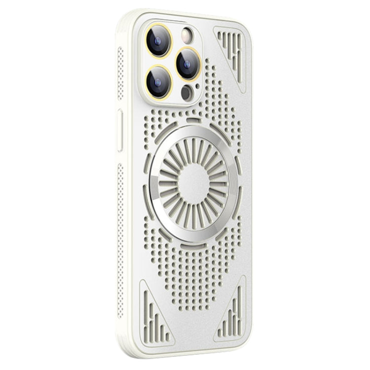 For iPhone 15 Pro Hollow Cooling MagSafe Shockproof Phone Case(White) - iPhone 15 Pro Cases by buy2fix | Online Shopping UK | buy2fix