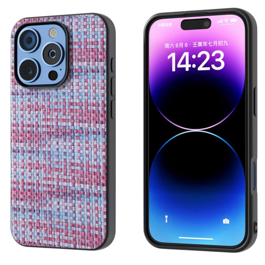 For iPhone 16 Pro Black Frame Color Lattice Texture PU Phone Case(Purple) - iPhone 16 Pro Cases by buy2fix | Online Shopping UK | buy2fix