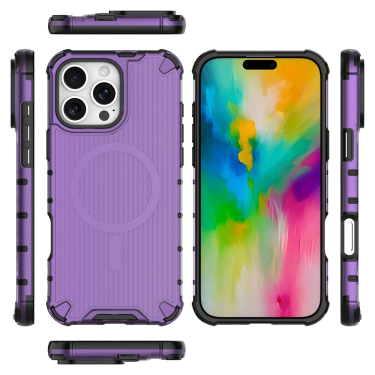 For iPhone 16 Pro Max Grating Airbag Shockproof MagSafe Frosted Phone Case(Purple) - iPhone 16 Pro Max Cases by buy2fix | Online Shopping UK | buy2fix