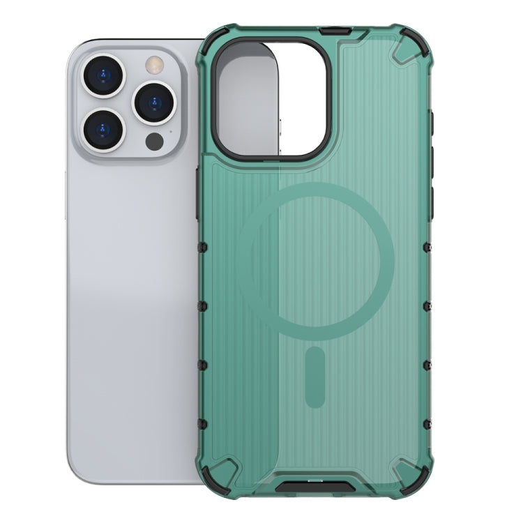 For iPhone 15 Pro Grating Airbag Shockproof MagSafe Frosted Phone Case(Green) - iPhone 15 Pro Cases by buy2fix | Online Shopping UK | buy2fix