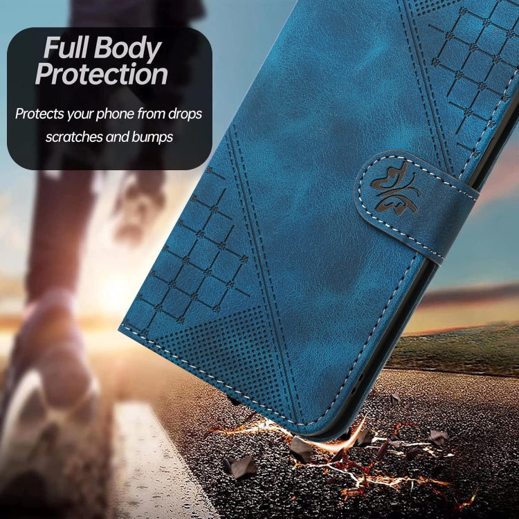 For Sony Xperia 1 VI 2024 YX0080 Grid Butterfly Embossed Pattern Flip Leather Phone Case with Lanyard(Dark Blue) - Sony Cases by buy2fix | Online Shopping UK | buy2fix