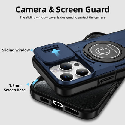 For iPhone 16 Pro Sliding Camshield TPU Hybrid PC Magnetic Holder Phone Case(Dark Blue) - iPhone 16 Pro Cases by buy2fix | Online Shopping UK | buy2fix