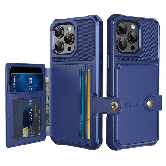 For iPhone 16 Pro Max Magnetic Wallet Card Bag Leather Phone Case(Blue) - iPhone 16 Pro Max Cases by buy2fix | Online Shopping UK | buy2fix