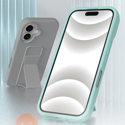 For iPhone 16 Liquid Silicone Holder Phone Case(Sky Blue) - iPhone 16 Cases by buy2fix | Online Shopping UK | buy2fix