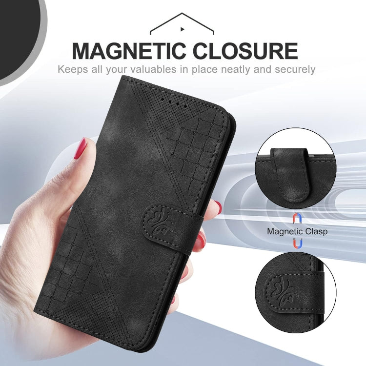 For Google Pixel 9 Pro XL YX0080 Grid Butterfly Embossed Pattern Flip Leather Phone Case with Lanyard(Black) - Google Cases by buy2fix | Online Shopping UK | buy2fix