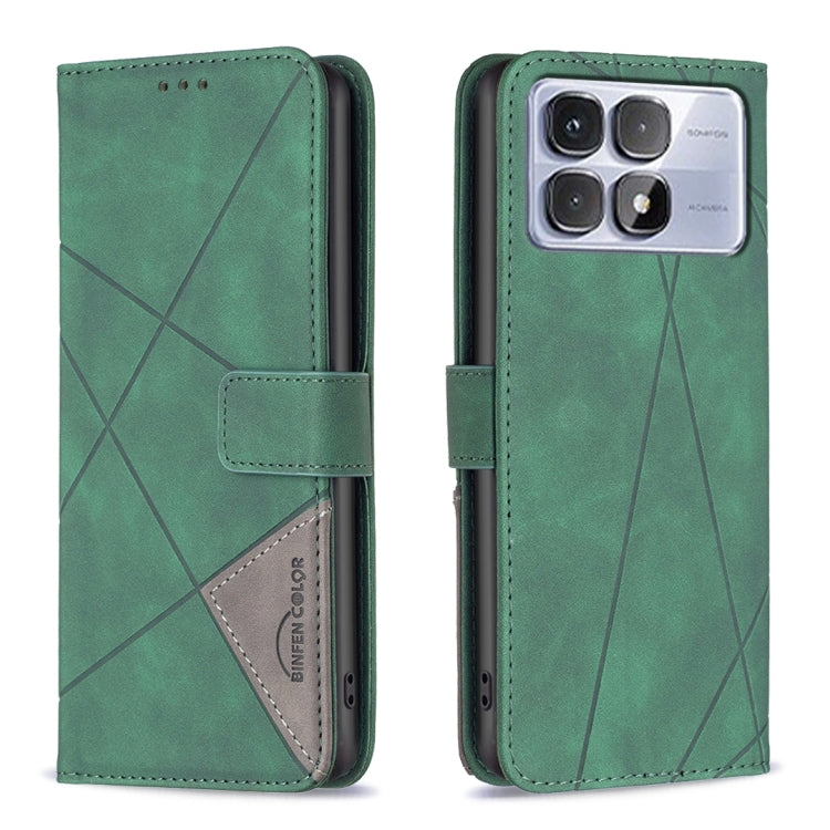 For Redmi K70 Ultra Magnetic Buckle Rhombus Texture Leather Phone Case(Green) - Xiaomi Cases by buy2fix | Online Shopping UK | buy2fix