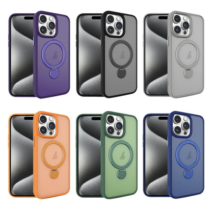 For iPhone 13 360 Degree Rotating MagSafe Magnetic Bracket Frosted Phone Case(Dark Purple) - iPhone 13 Cases by buy2fix | Online Shopping UK | buy2fix