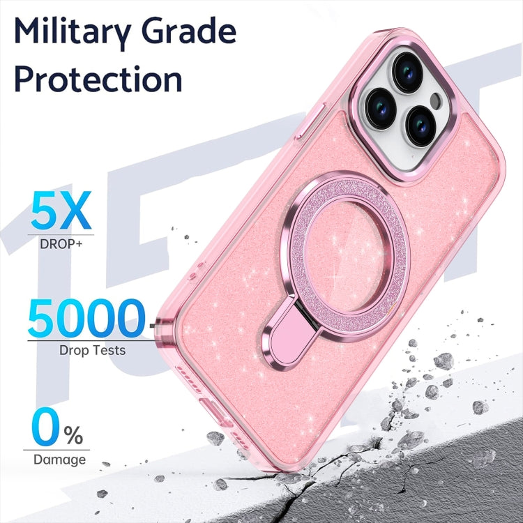 For iPhone 16 Pro Glitter Ring Holder MagSafe Phone Case(Pink) - iPhone 16 Pro Cases by buy2fix | Online Shopping UK | buy2fix