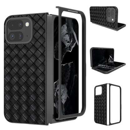 For Google Pixel 9 Pro Fold Black Frame Woven Texture PU Phone Case(Black) - Google Cases by buy2fix | Online Shopping UK | buy2fix