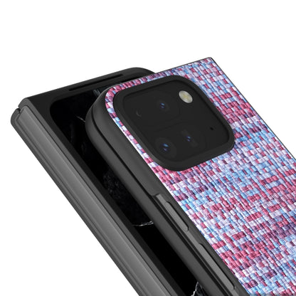 For Google Pixel 9 Pro Fold Black Frame Color Lattice Texture PU Phone Case(Purple) - Google Cases by buy2fix | Online Shopping UK | buy2fix